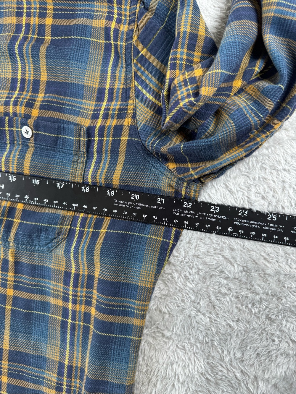 Kuhl Flannel Shirt‎ Medium Blue Yellow Plaid Button Up Outdoor Hiking - Picture 10 of 11